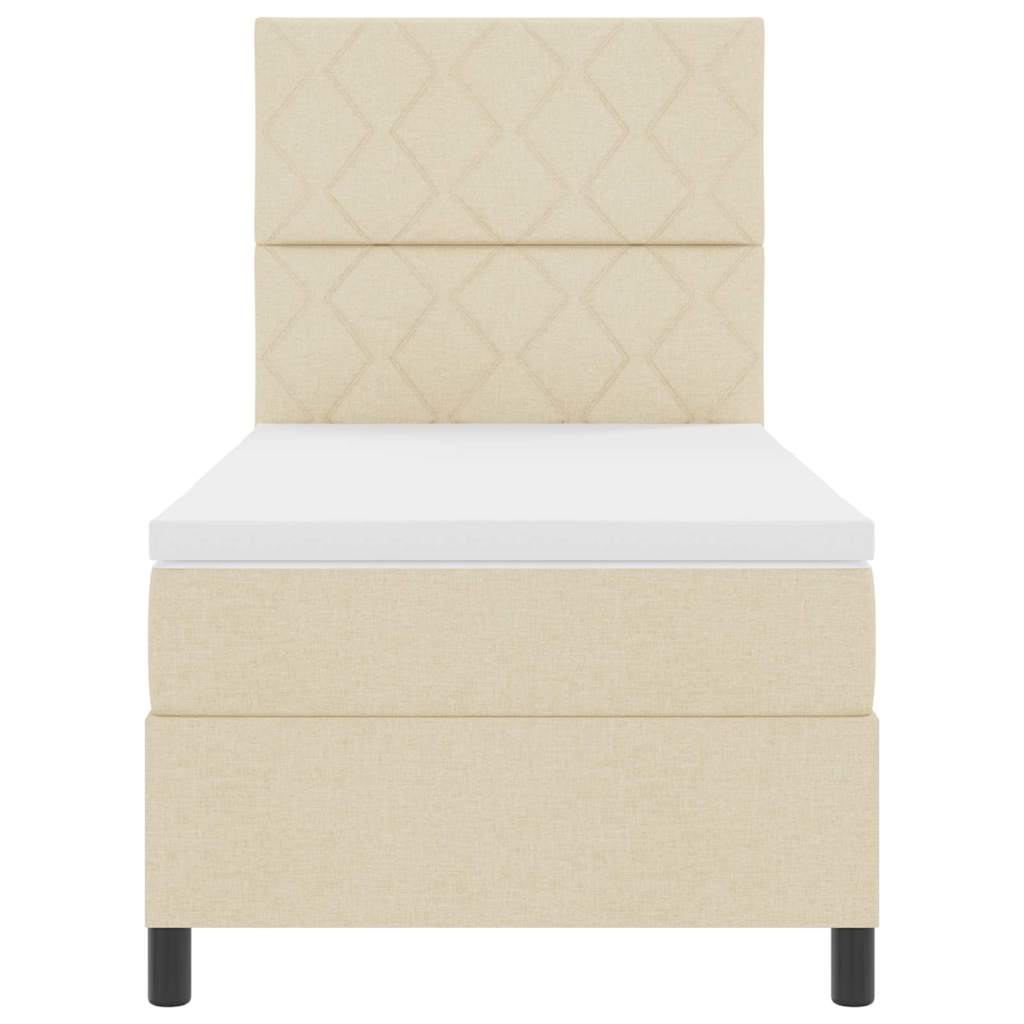 Box spring seng med LED-lysstrimler Creme 90 x 190 cm Stof
