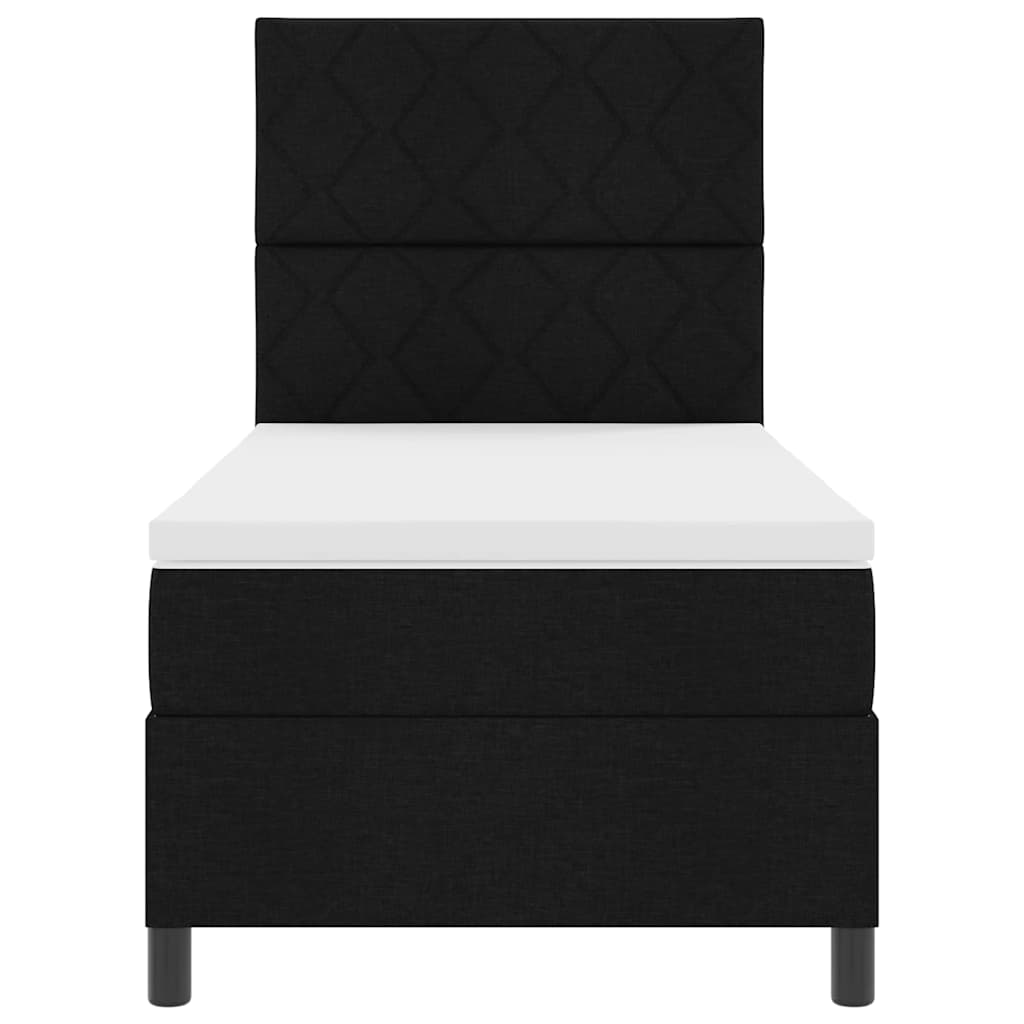 Box spring seng med LED-lysstrimler Sort 90 x 200 cm Stof