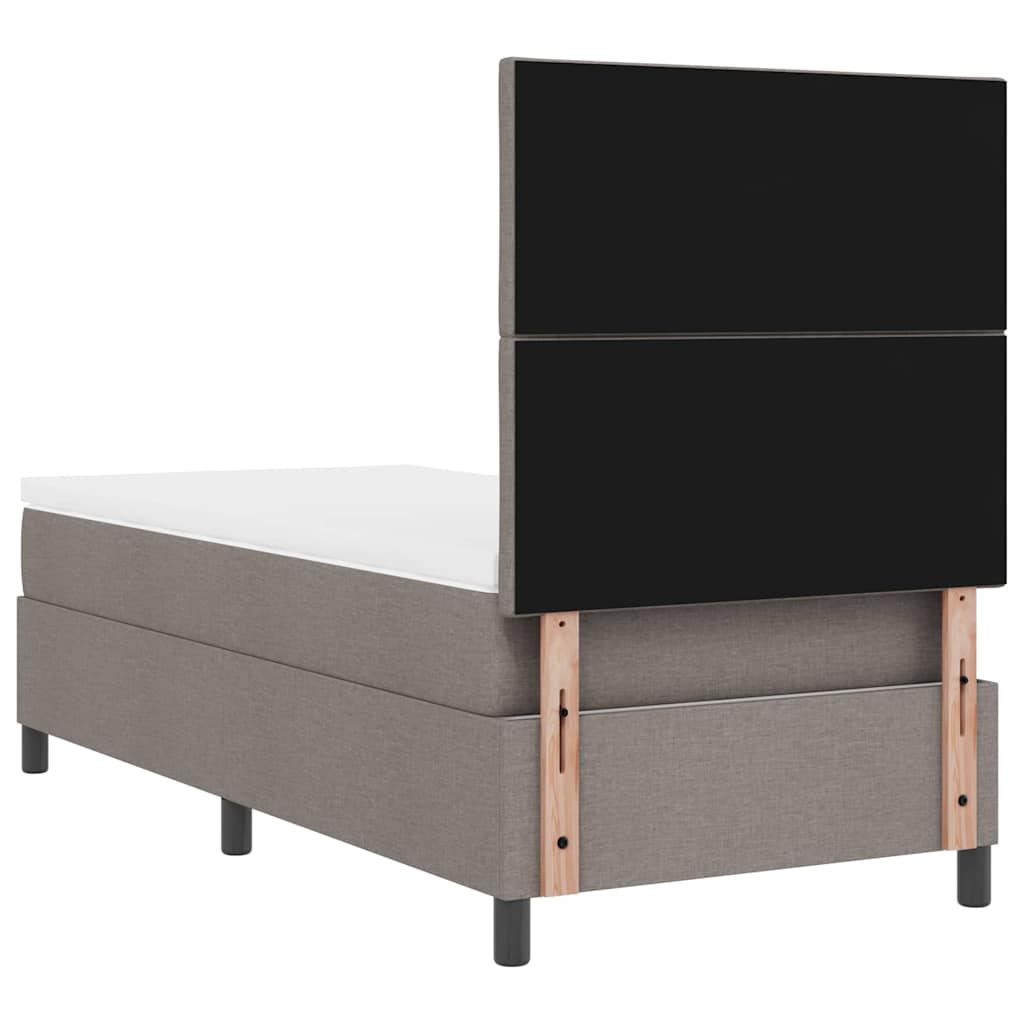 Box spring seng med LED-lysstrimler Gråbrun 90 x 200 cm Stof