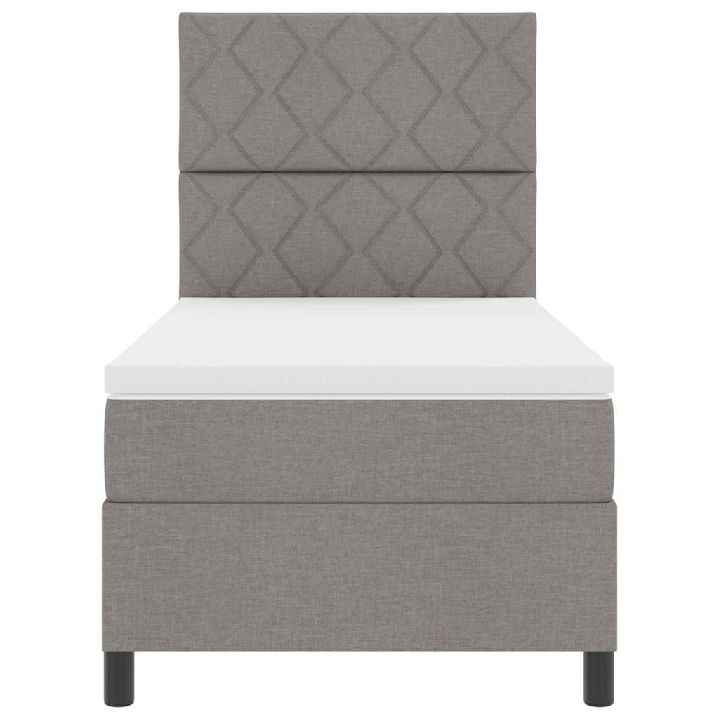 Box spring seng med LED-lysstrimler Gråbrun 90 x 200 cm Stof
