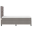 Box spring seng med LED-lysstrimler Gråbrun 90 x 200 cm Stof