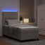 Box spring seng med LED-lysstrimler Gråbrun 100 x 200 cm Stof