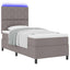 Box spring seng med LED-lysstrimler Gråbrun 100 x 200 cm Stof