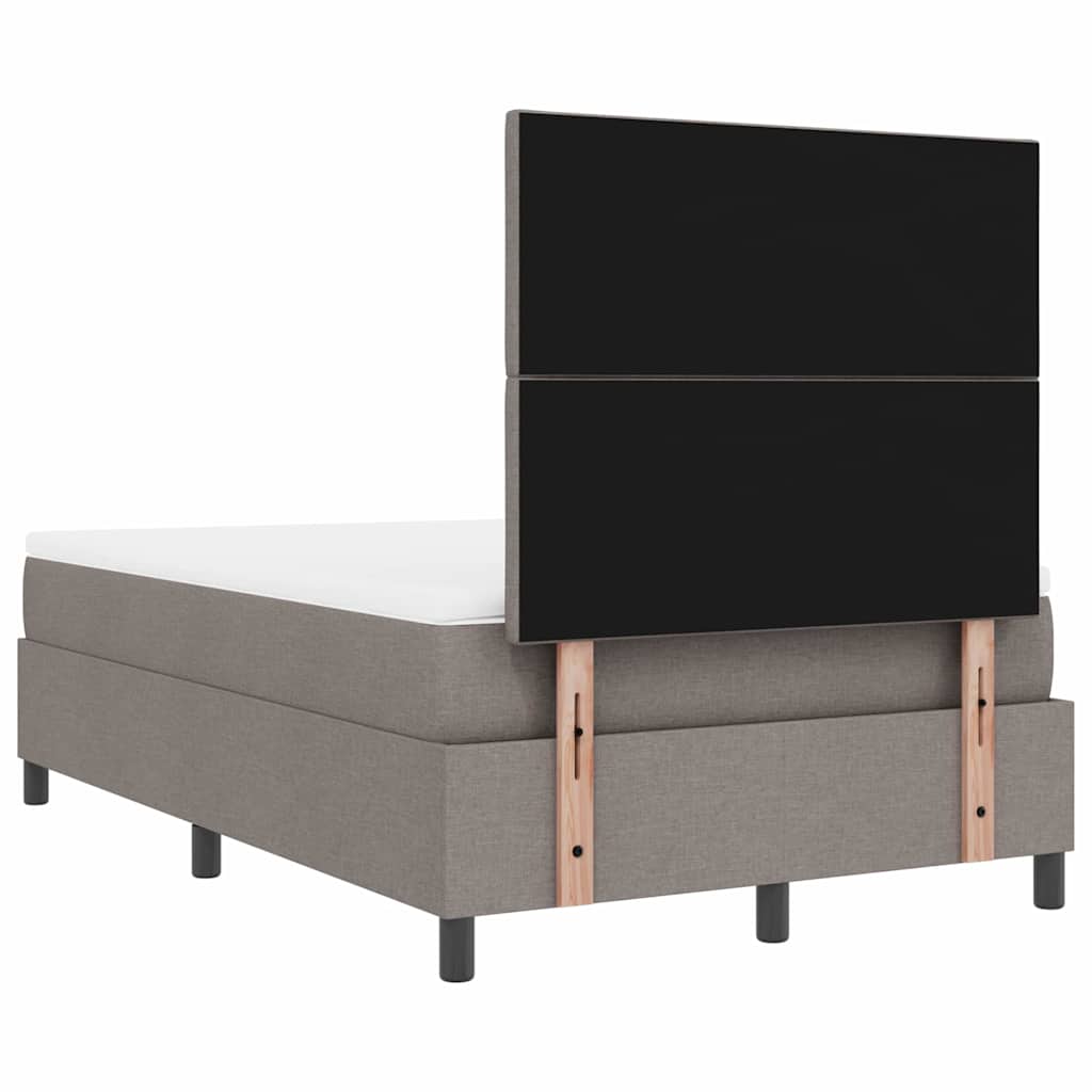 Box spring seng med LED-lysstrimler Gråbrun 120 x 190 cm Stof