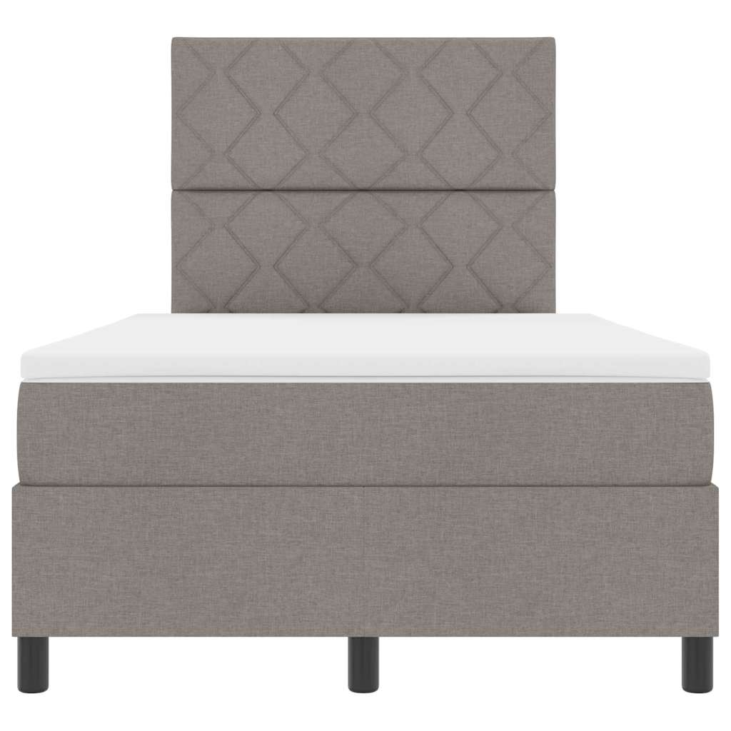 Box spring seng med LED-lysstrimler Gråbrun 120 x 190 cm Stof