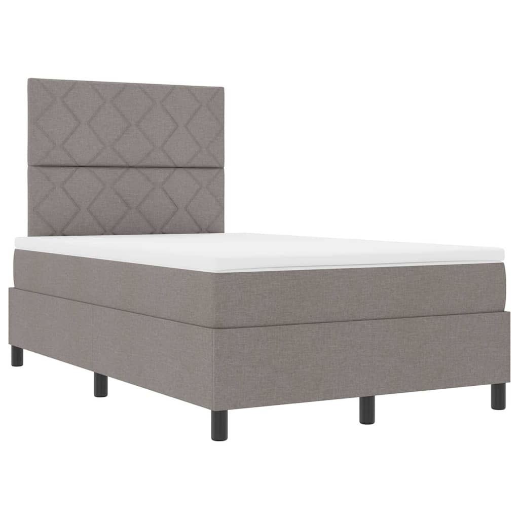 Box spring seng med LED-lysstrimler Gråbrun 120 x 200 cm Stof