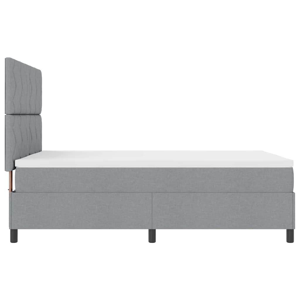 Box spring seng med LED-lysstrimler Lysegrå 140 x 190 cm Stof