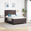 Box spring seng med LED-lysstrimler Mørkebrun 140 x 200 cm Stof
