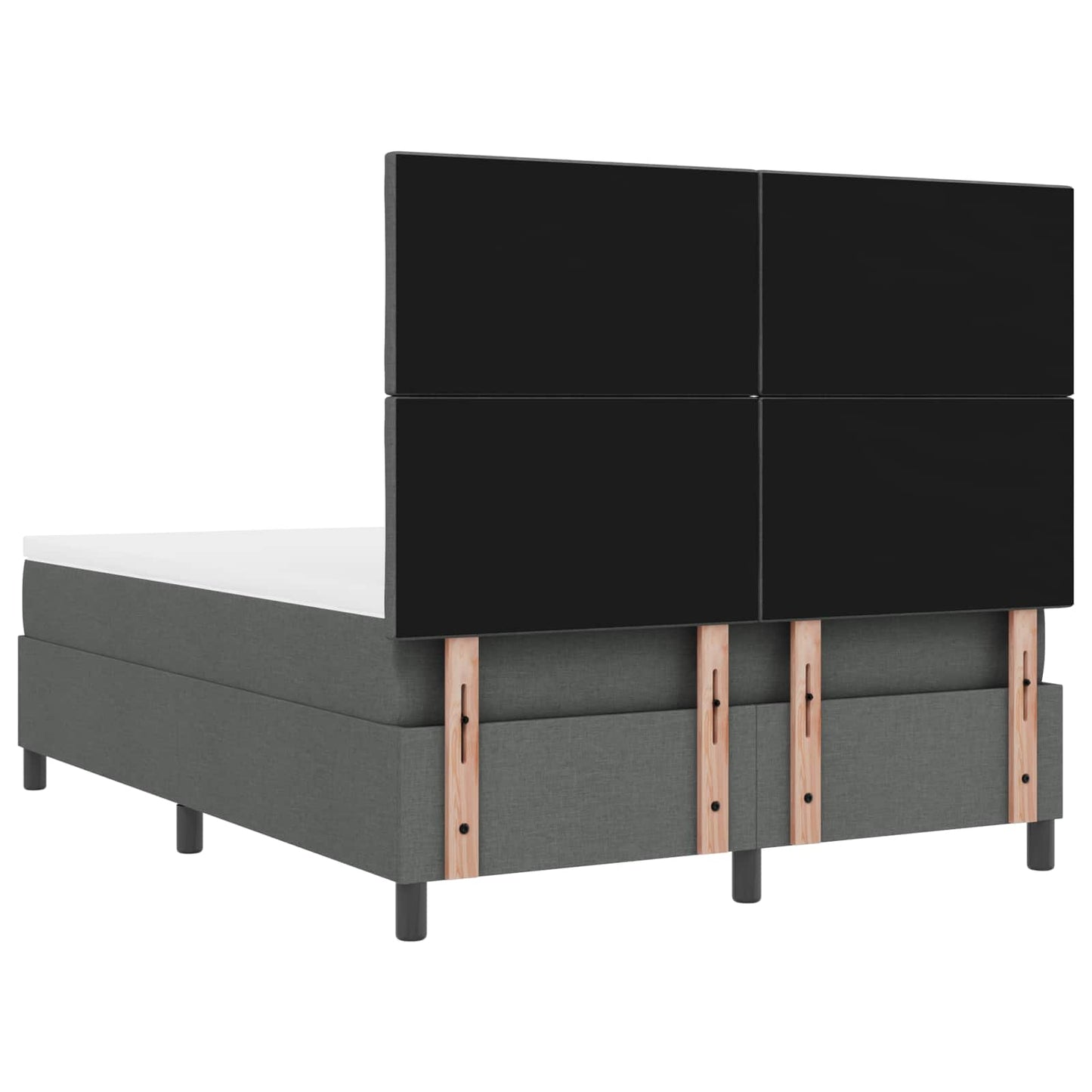 Box spring seng med LED-lysstrimler Mørkegrå 160 x 200 cm Stof