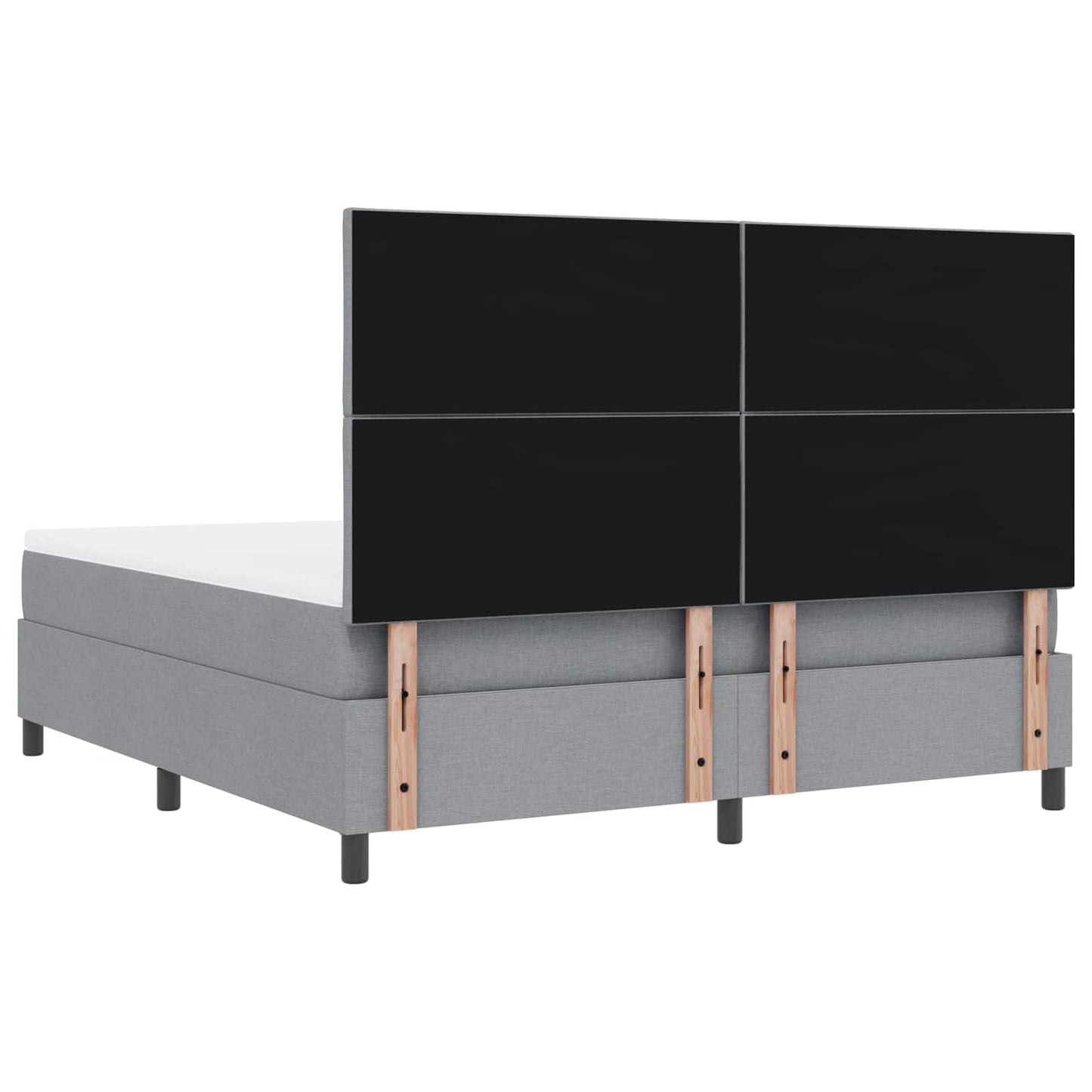 Box spring seng med LED-lysstrimler Lysegrå 180 x 200 cm Stof