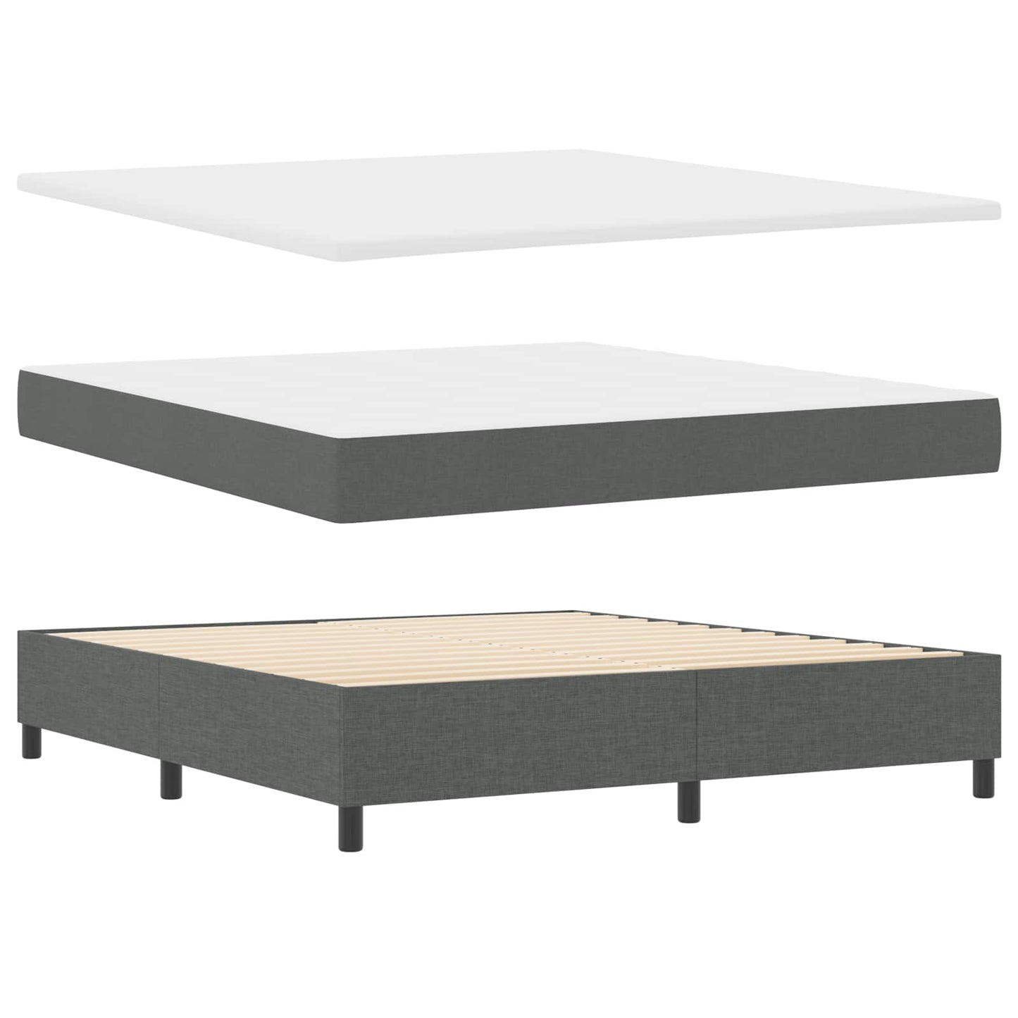 Box spring seng med LED-lysstrimler Mørkegrå 180 x 200 cm Stof