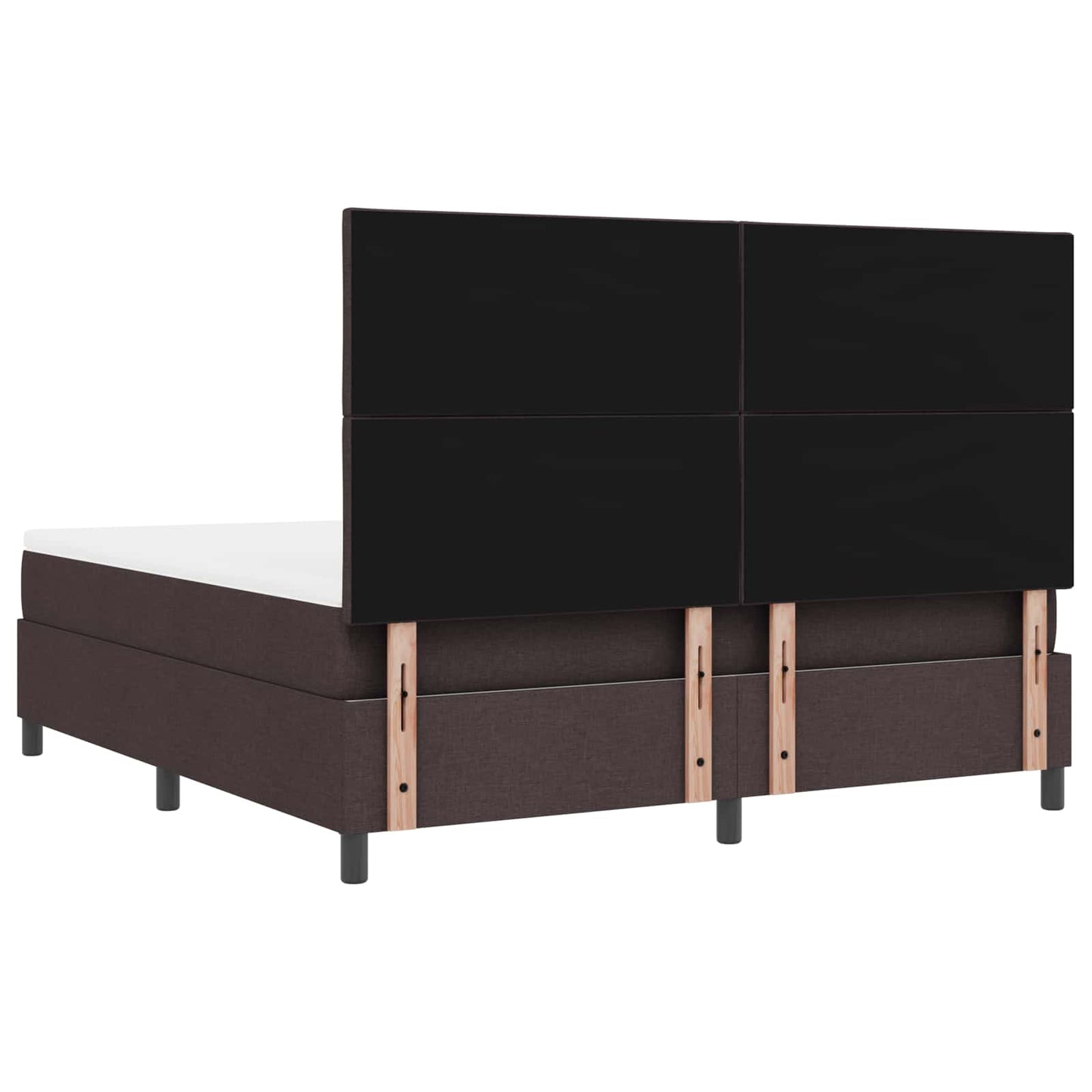 Box spring seng med LED-lysstrimler Mørkebrun 180 x 200 cm Stof
