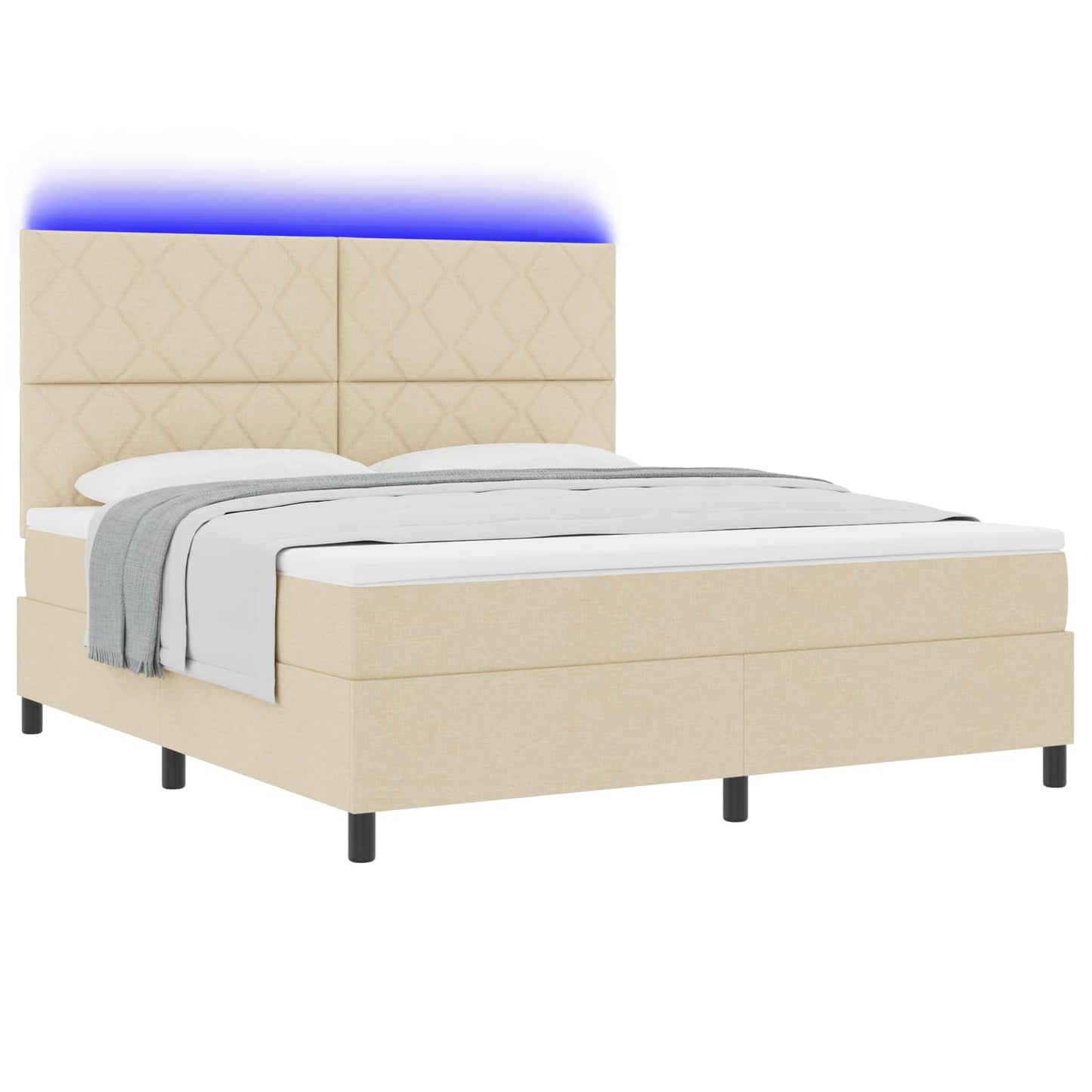 Box spring seng med LED-lysstrimler Creme 180 x 200 cm Stof