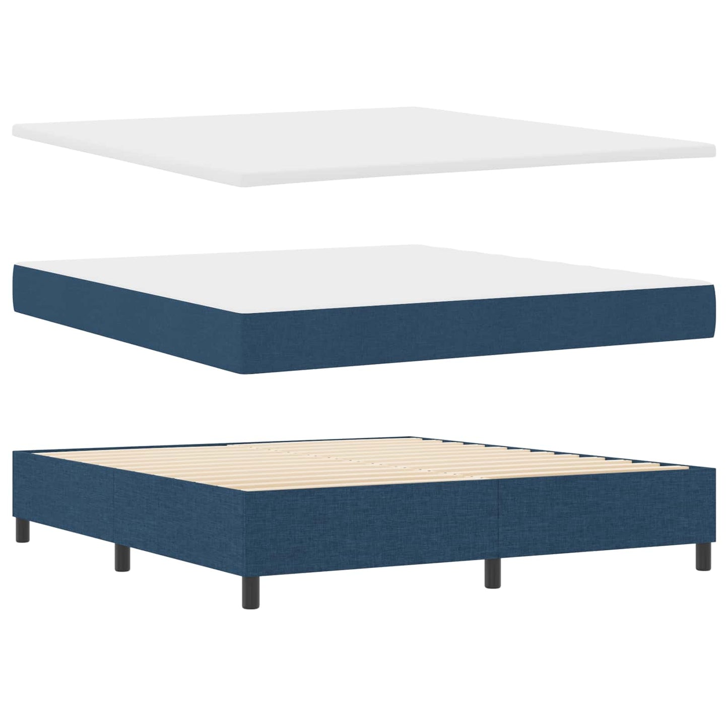 Box spring seng med LED-lysstrimler Blå 180 x 200 cm Stof