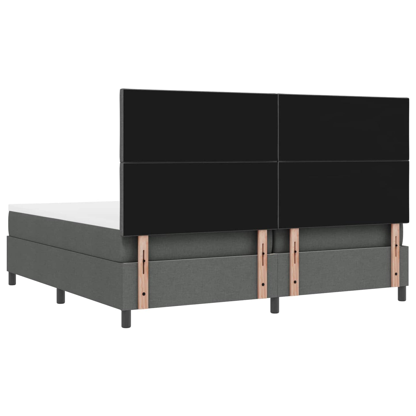 Box spring seng med LED-lysstrimler Mørkegrå 200 x 200 cm Stof