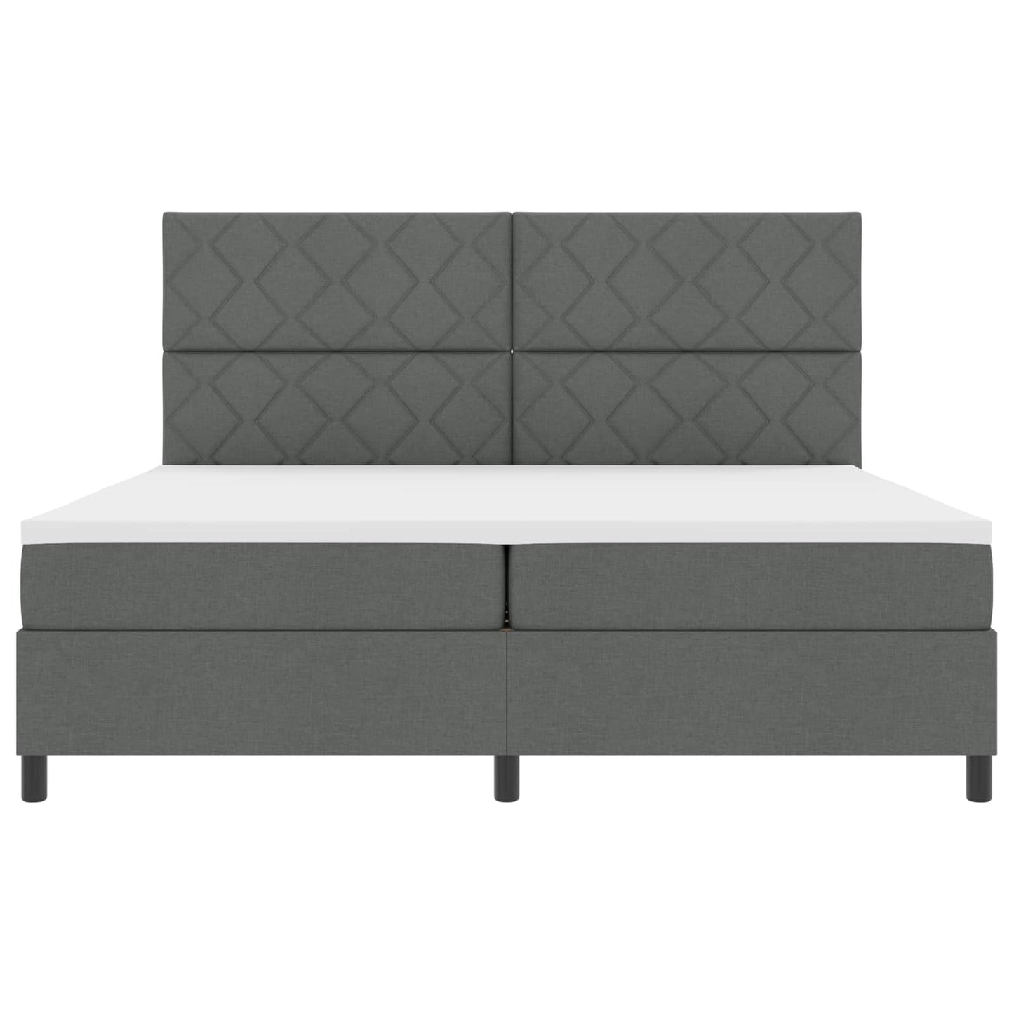 Box spring seng med LED-lysstrimler Mørkegrå 200 x 200 cm Stof