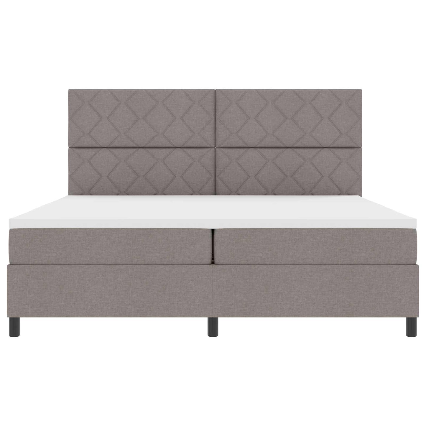 Box spring seng med LED-lysstrimler Gråbrun 200 x 200 cm Stof