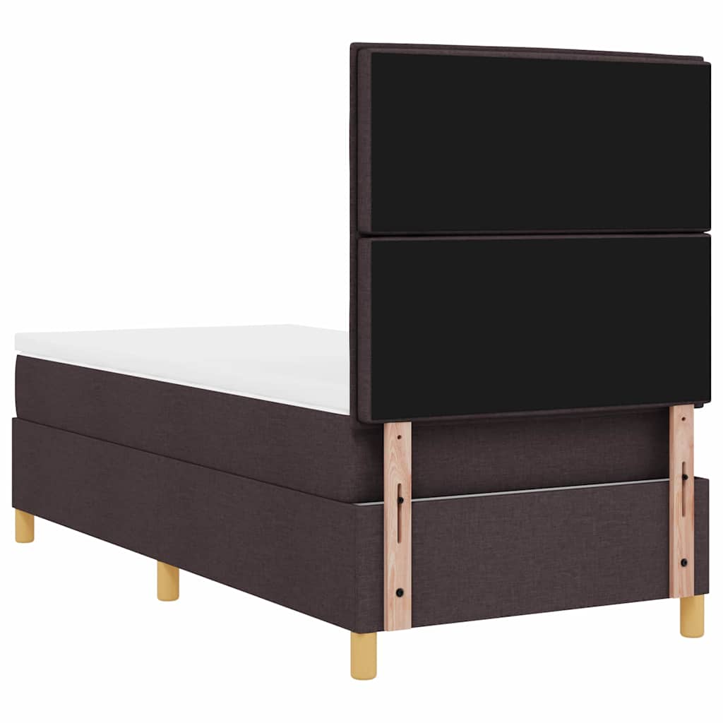 LED Box Spring Bed med hovedgærde Mørk Brun 100 x 200 cm Stof