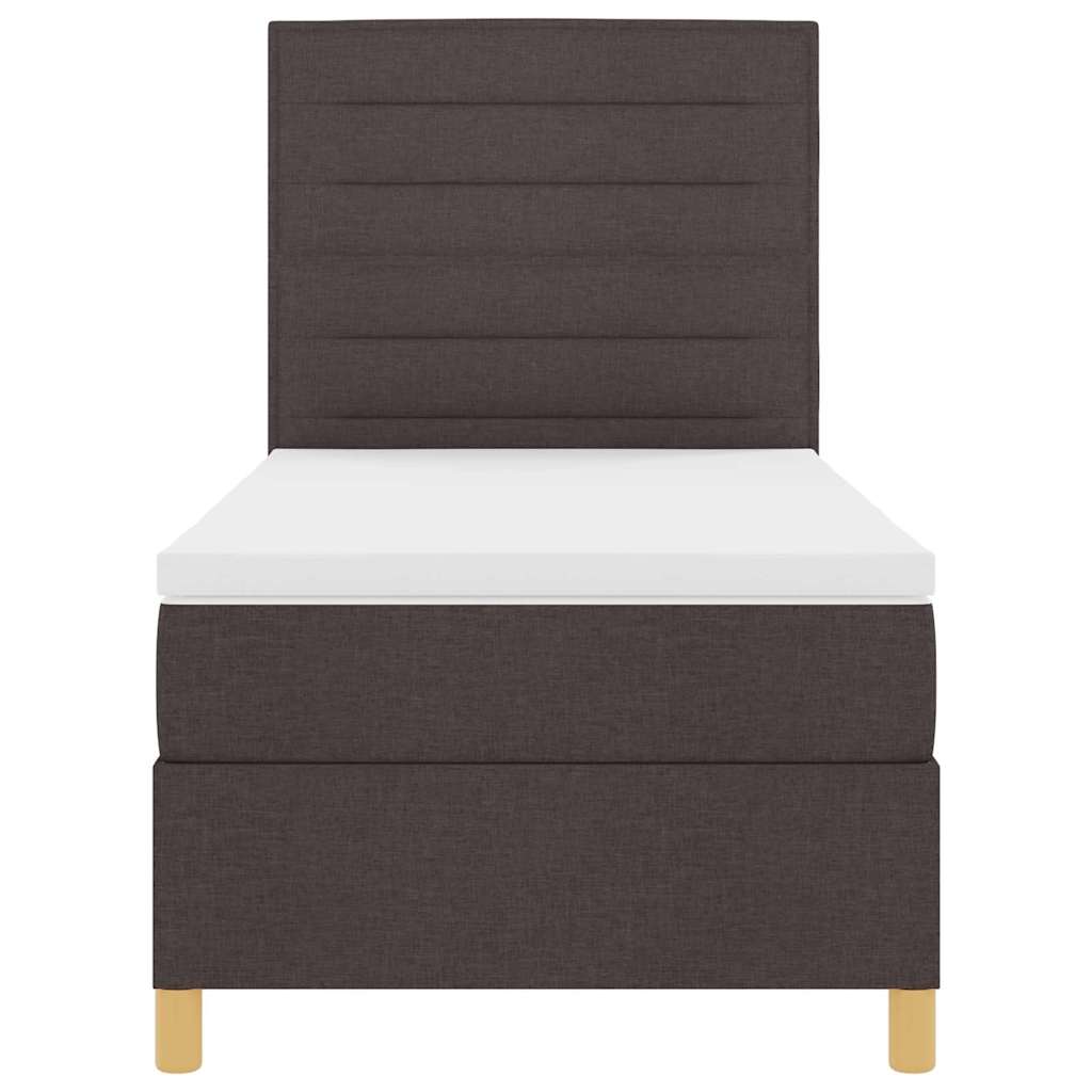 LED Box Spring Bed med hovedgærde Mørk Brun 100 x 200 cm Stof