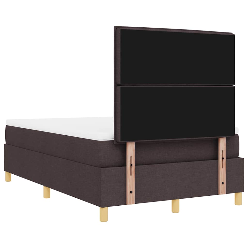 LED Box Spring Bed med hovedgærde Mørk Brun 120 x 190 cm Stof