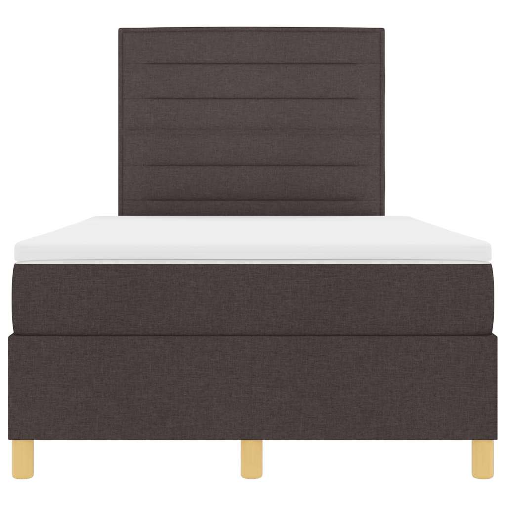 LED Box Spring Bed med hovedgærde Mørk Brun 120 x 190 cm Stof