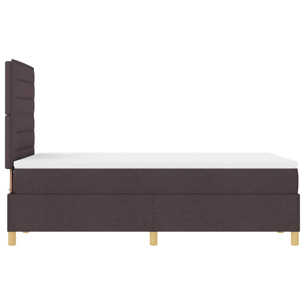 LED Box Spring Bed med hovedgærde Mørk Brun 120 x 190 cm Stof