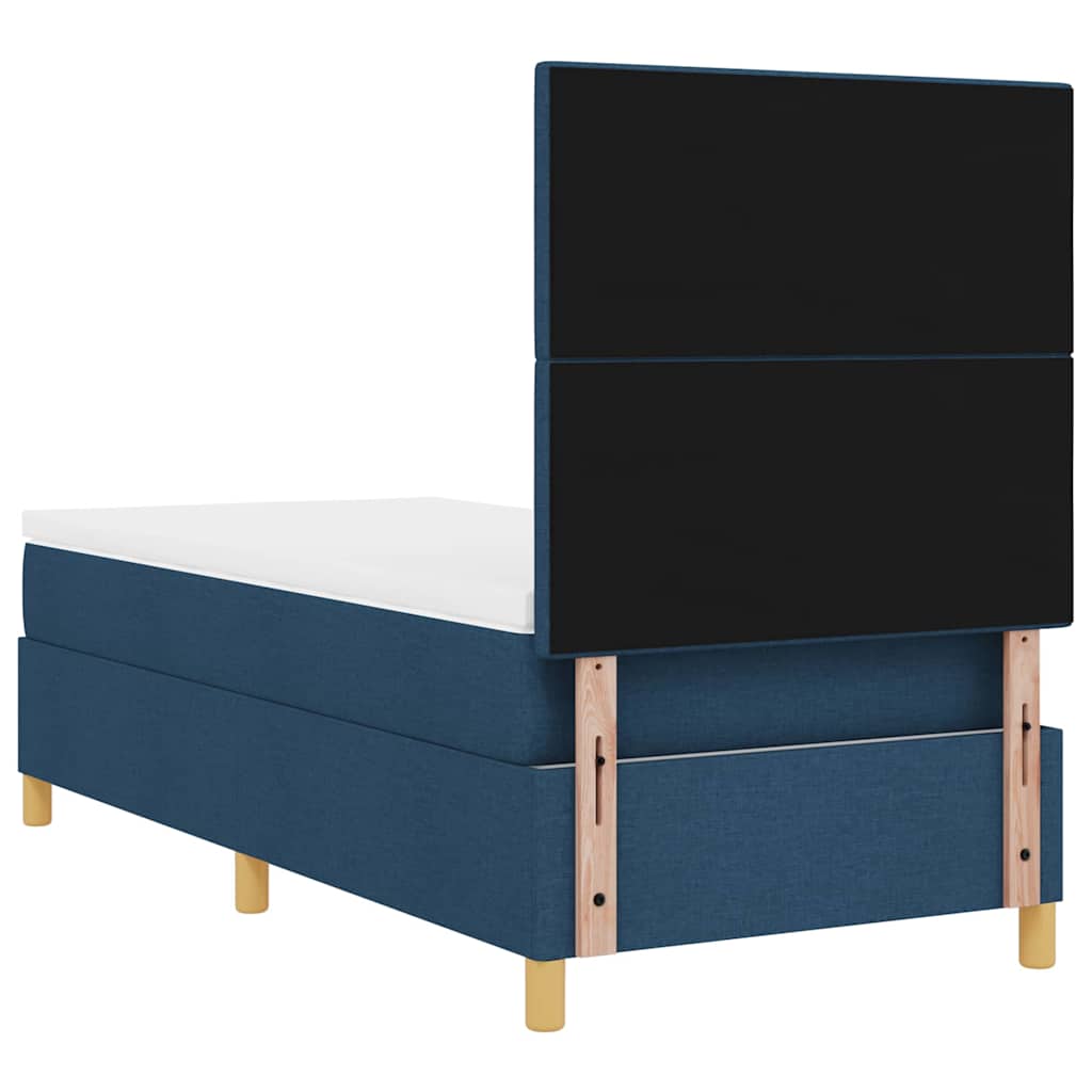 LED Box Spring Bed med hovedgærde Blå 90 x 190 cm Stof