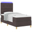 LED Box Spring Bed med hovedgærde Mørk Brun 90 x 200 cm Stof