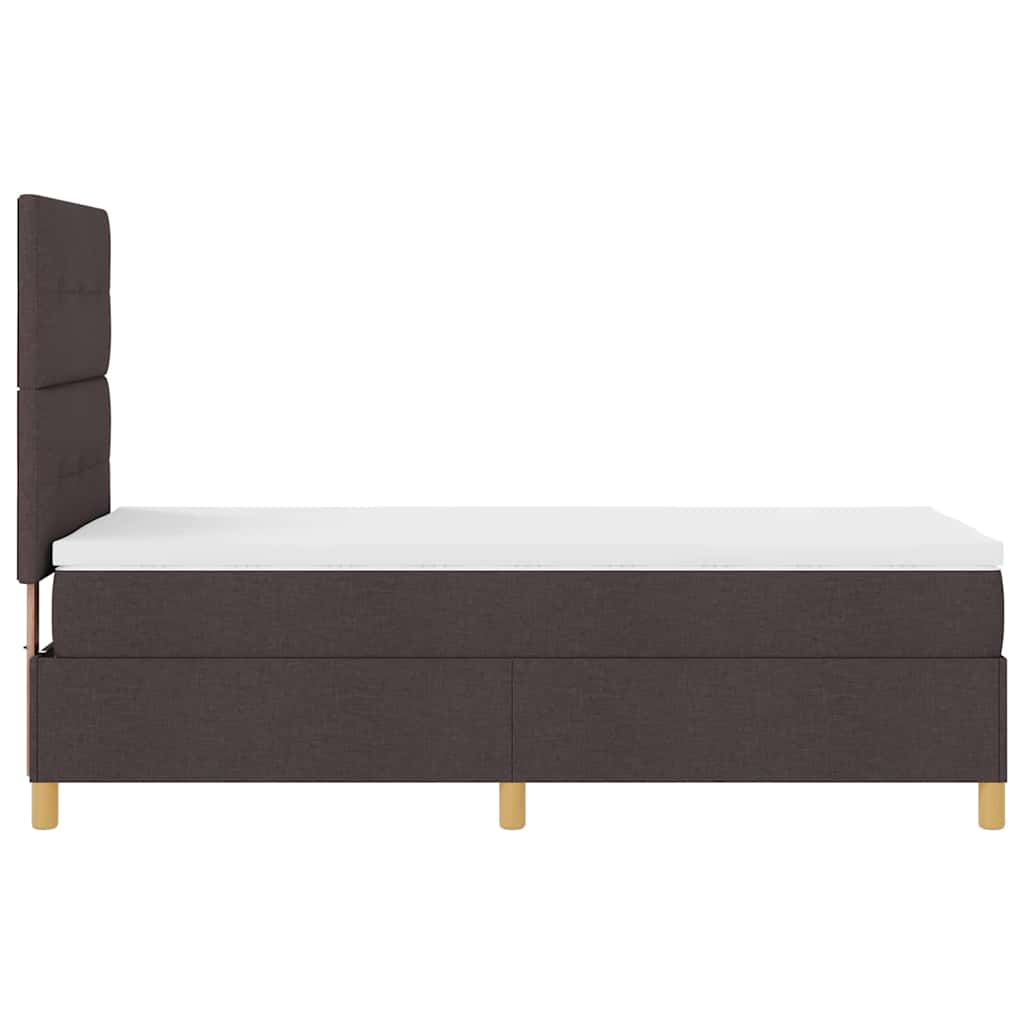 LED Box Spring Bed med hovedgærde Mørk Brun 90 x 200 cm Stof