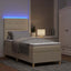 LED Box Spring Bed med hovedgærde Creme 90 x 200 cm Stof