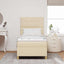 LED Box Spring Bed med hovedgærde Creme 90 x 200 cm Stof