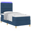 LED Box Spring Bed med hovedgærde Blå 90 x 200 cm Stof