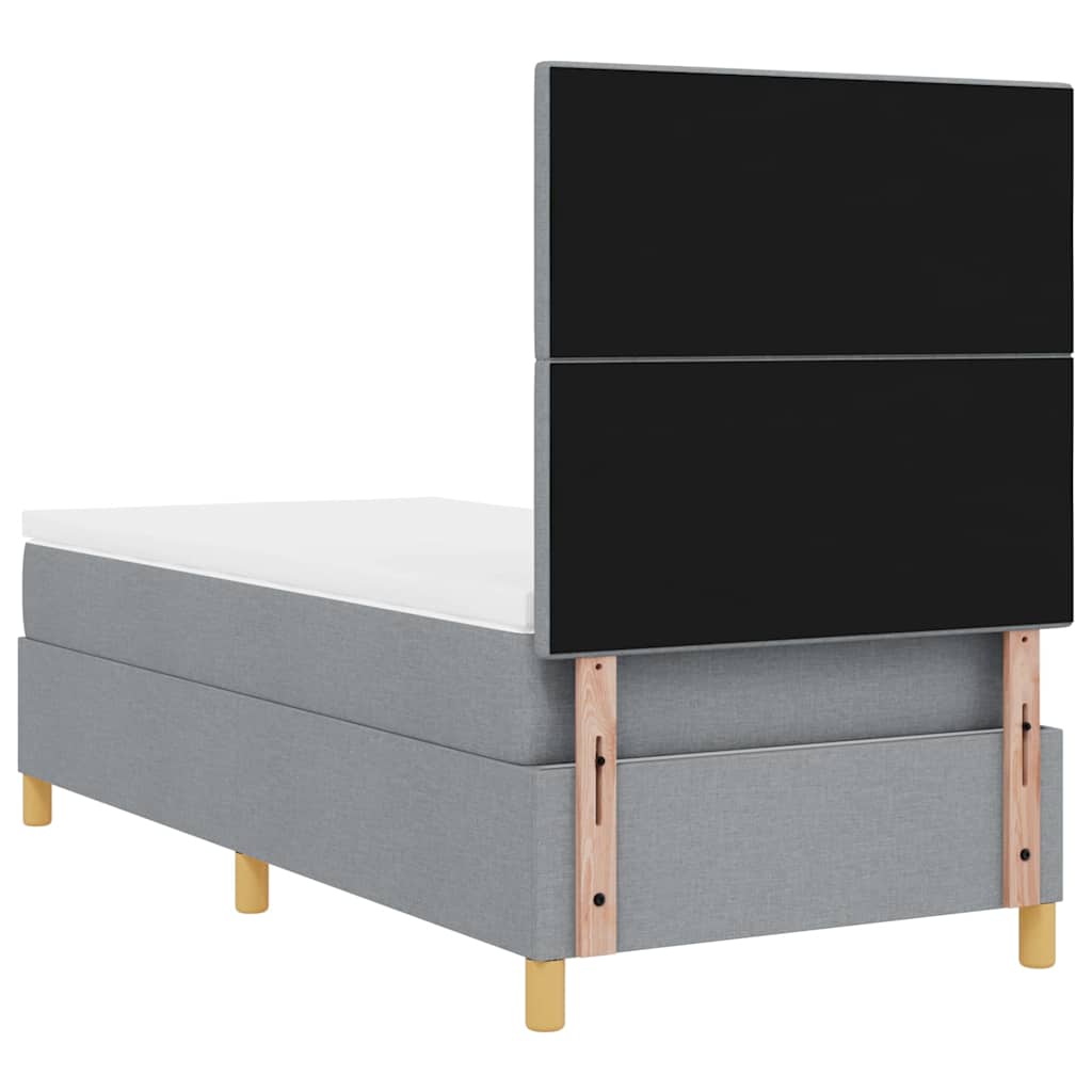 LED Box Spring Bed med hovedgærde Lysegrå 100 x 200 cm Stof