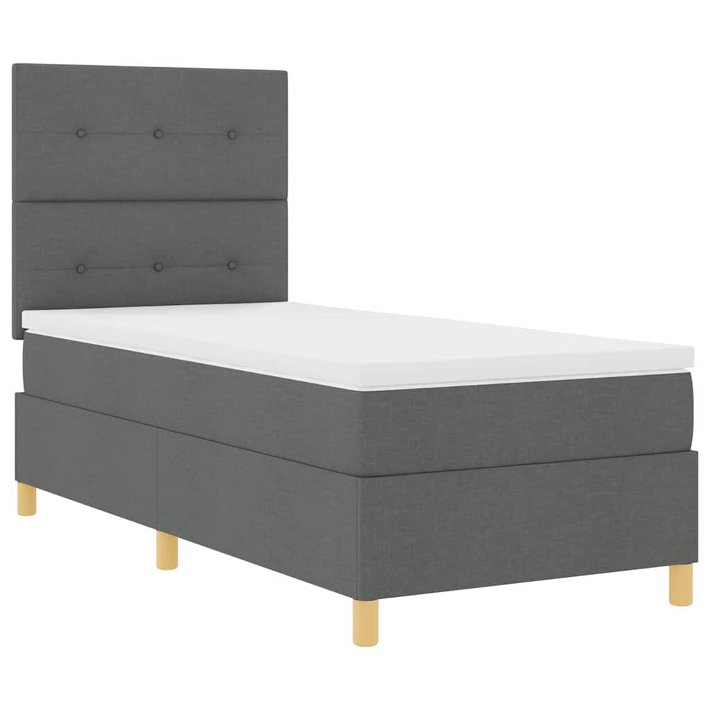 LED Box Spring Bed med hovedgærde Mørkegrå 100 x 200 cm Stof