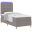LED Box Spring Bed med hovedgærde Gråbrun 100 x 200 cm Stof