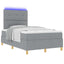 LED Box Spring Bed med hovedgærde Lysegrå 120 x 190 cm Stof