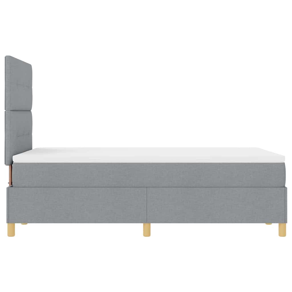 LED Box Spring Bed med hovedgærde Lysegrå 120 x 200 cm Stof