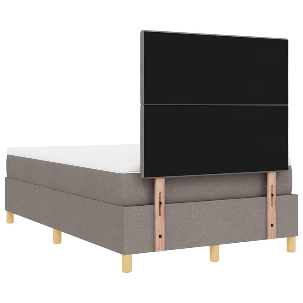 LED Box Spring Bed med pude Gråbrun 120 x 200 cm Stof