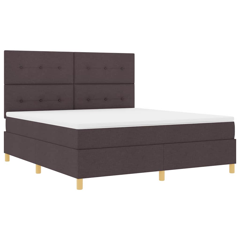 LED Box Spring Bed med hovedgærde Mørk Brun 180 x 200 cm Stof