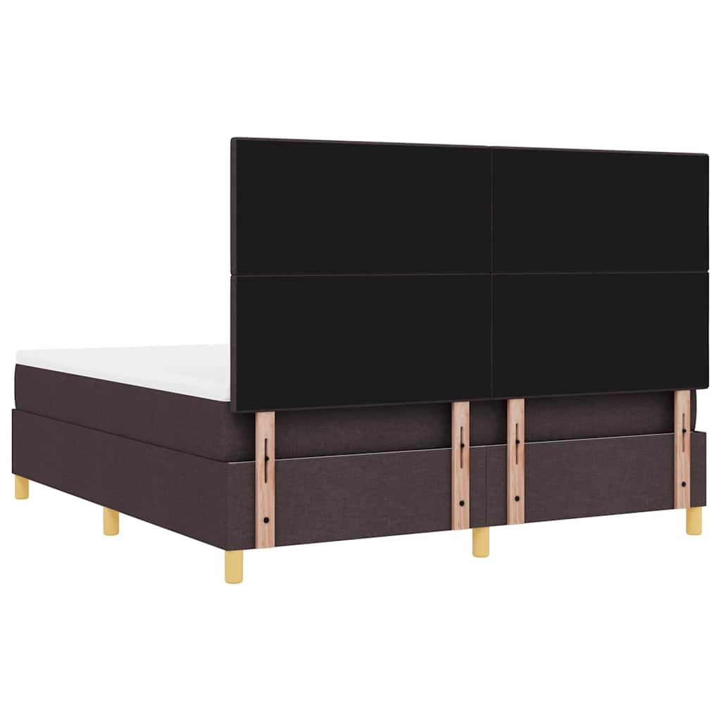 LED Box Spring Bed med hovedgærde Mørk Brun 180 x 200 cm Stof