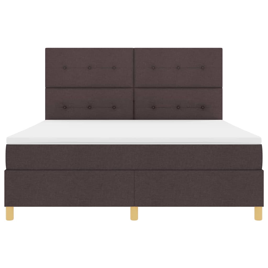 LED Box Spring Bed med hovedgærde Mørk Brun 180 x 200 cm Stof