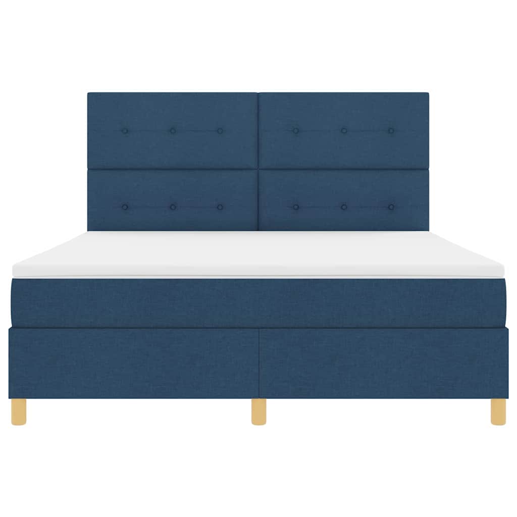 LED Box Spring Bed med hovedgærde Blå 180 x 200 cm Stof