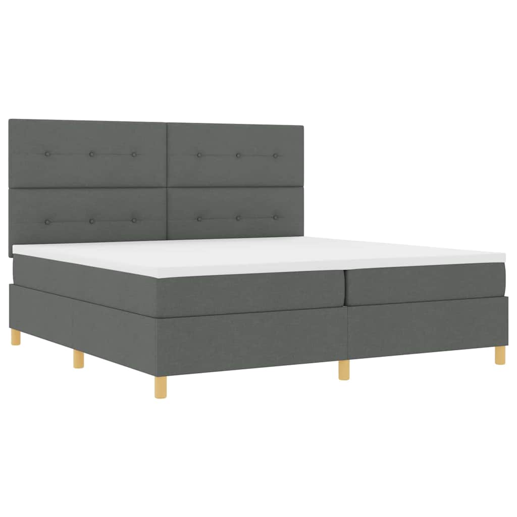 LED Box Spring Bed med hovedgærde Mørkegrå 200 x 200 cm Stof