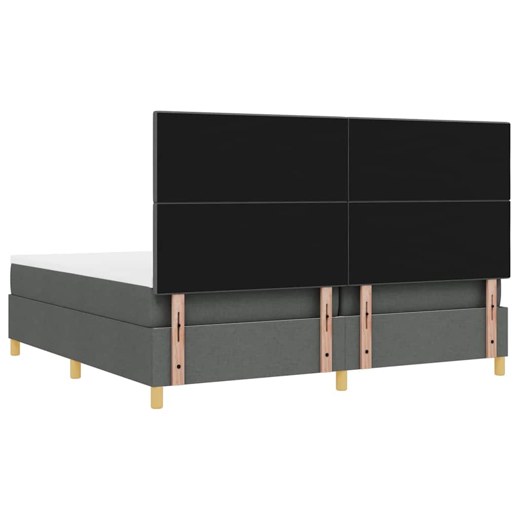 LED Box Spring Bed med hovedgærde Mørkegrå 200 x 200 cm Stof