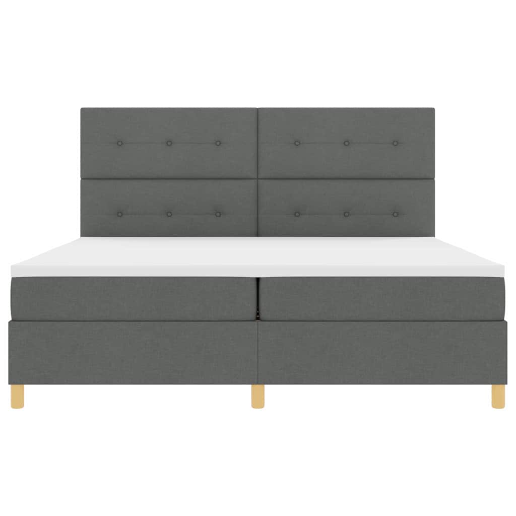 LED Box Spring Bed med hovedgærde Mørkegrå 200 x 200 cm Stof