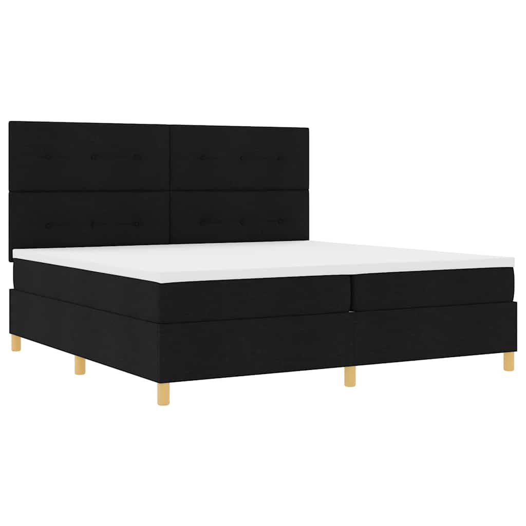 LED Box Spring Bed med hovedgærde Sort 200 x 200 cm Stof