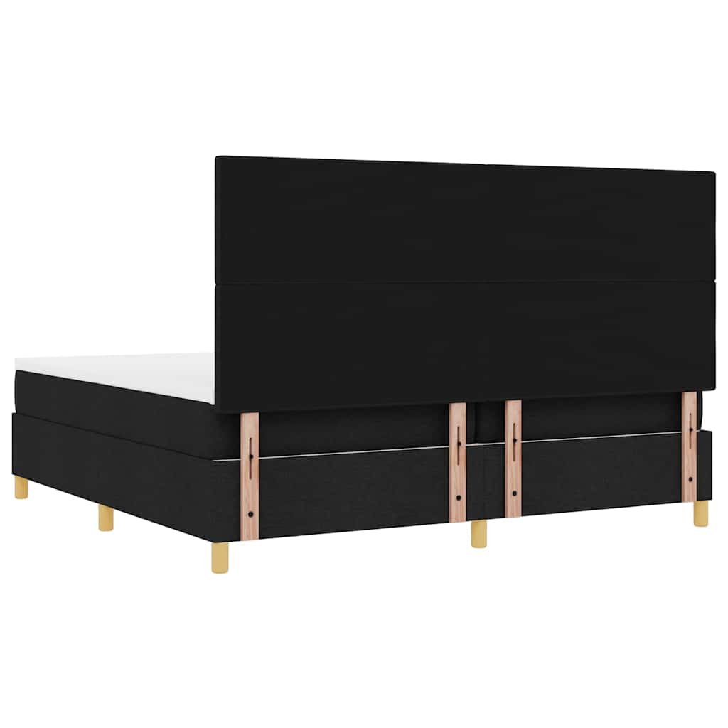 LED Box Spring Bed med hovedgærde Sort 200 x 200 cm Stof