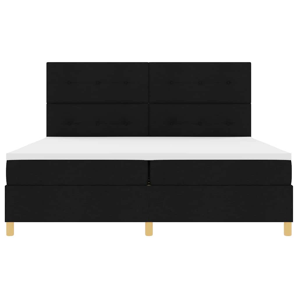 LED Box Spring Bed med hovedgærde Sort 200 x 200 cm Stof