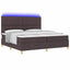 LED Box Spring Bed med hovedgærde Mørk Brun 200 x 200 cm Stof