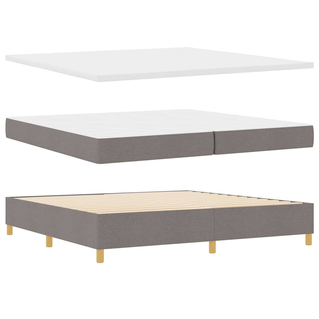 LED Box Spring Bed med hovedgærde Gråbrun 200 x 200 cm Stof